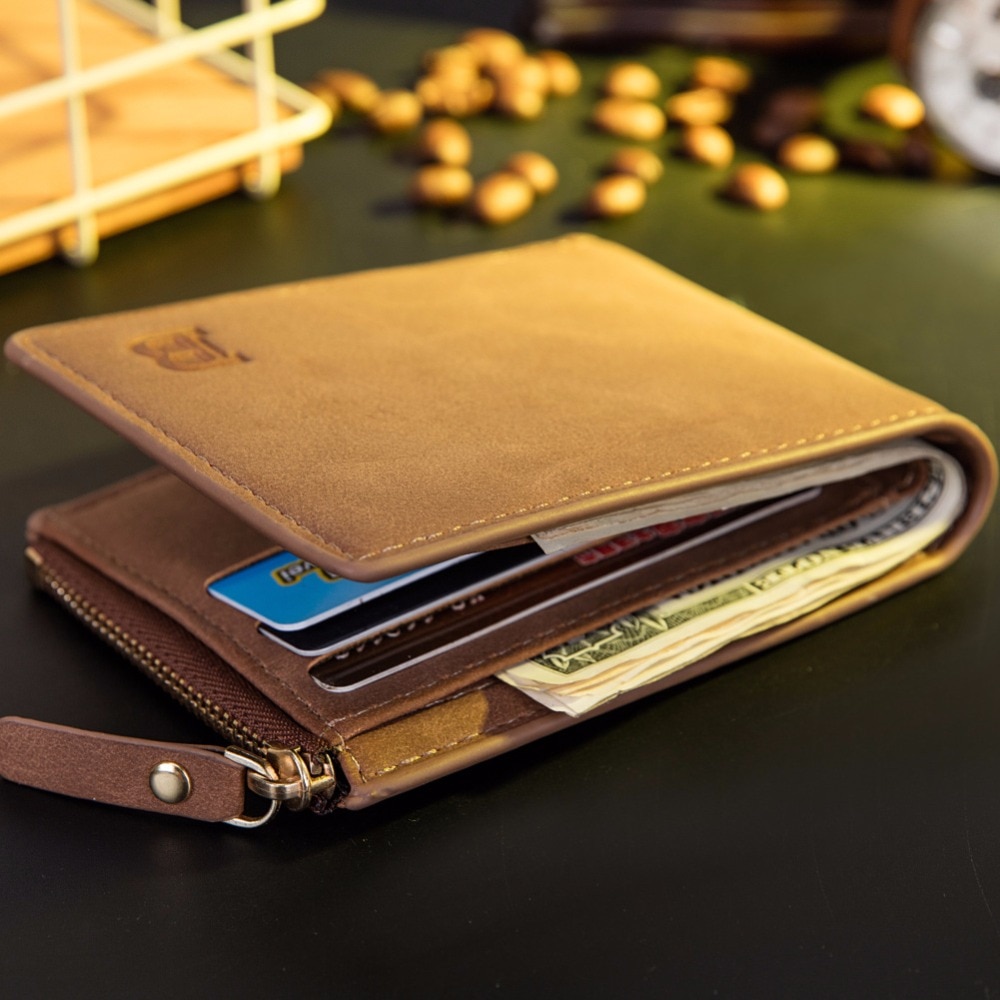 Heren Portemonnee Korte Portemonnee Kleine Mode Zwart Bruin ID Credit Card Holder Purse Portemonnee