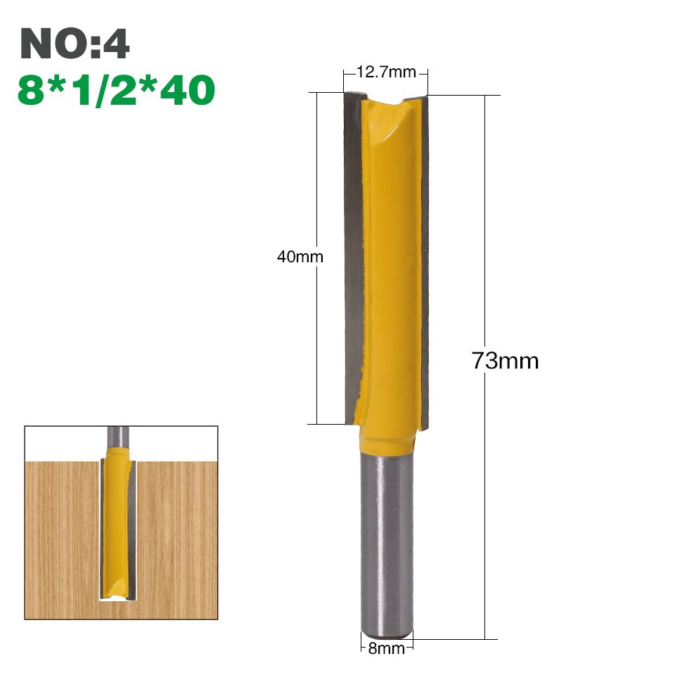 1 pc8mm Shank Extra long 3&quot; Blade 8mm&quot; Cutting Dia. Straight Router Bit Woodworking cutter Tenon Cutter for Woodworking: NO4