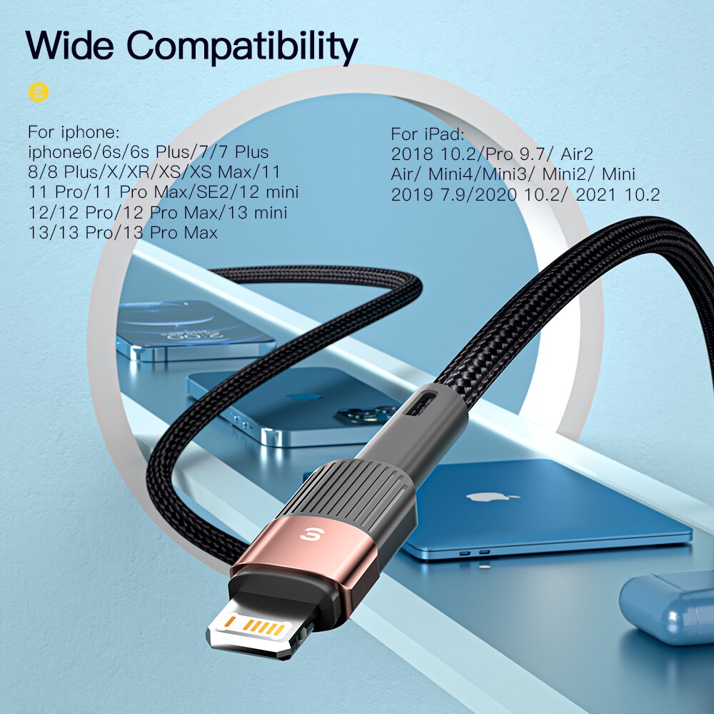 Essager USB-kabel voor iPhone 14 13 12 11 Pro Xs Max X Xr 8 7 6 Snel opladen Datalijn Oplader voor iPad Mobiele telefoon Draadsnoer
