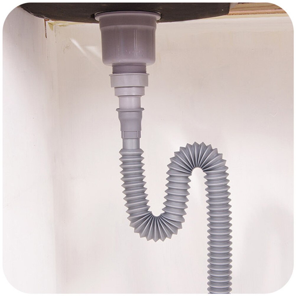 Tubería de drenaje de agua para fregadero de cocina, tubería retráctil de plástico Flexible, PP + PVC, 80cm