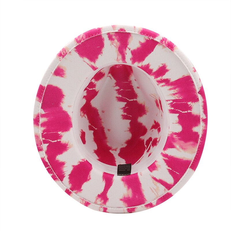 Sombrero de fieltro Panamá Tie-Dye para mujer, sombrero de ala ancha, iglesia, Derby, de lana, estilo británico, Jazz,