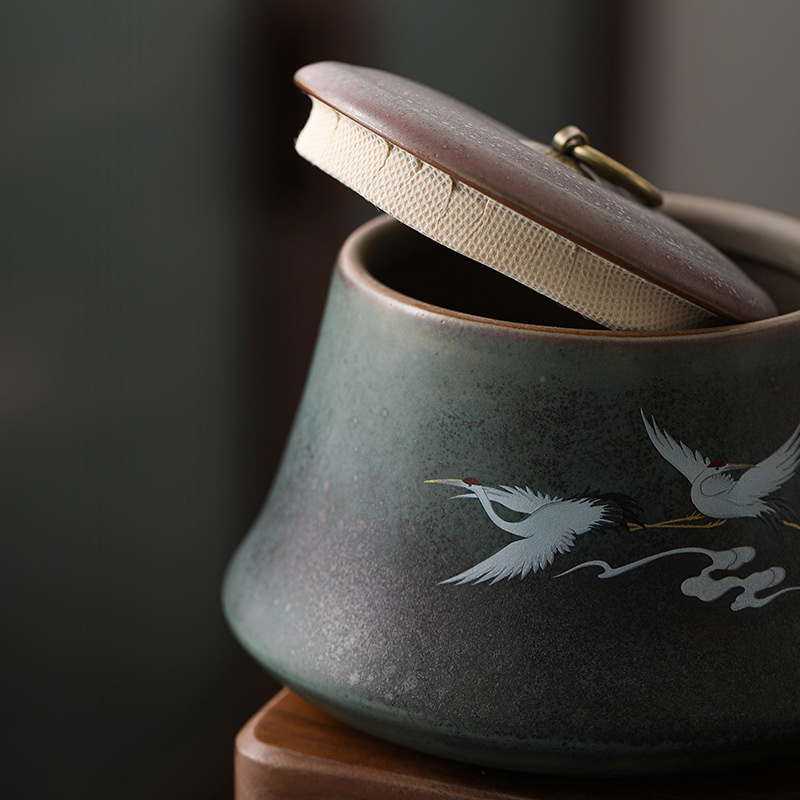 Large Ceramic Tea Containers Handmade Coarse Pottery Tea Containers Sealed Cans Tea Storage Warehouse Ceramic Jar Tea Container