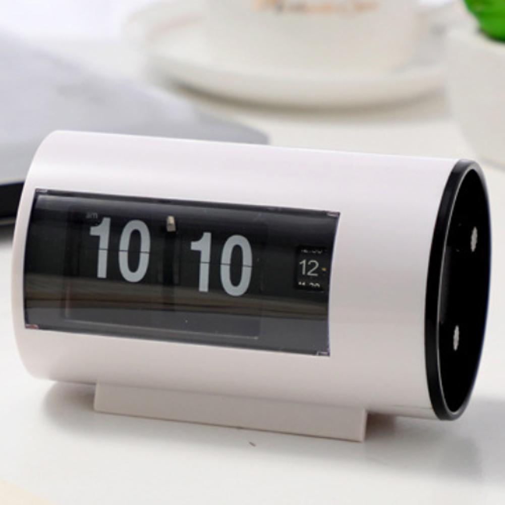 Digital Retro Table Alarm Clock Auto Flip Desk Clock Format PM 12 Page Display Turning Timepiece Hours Desk AM/ Clock Flip W8D8