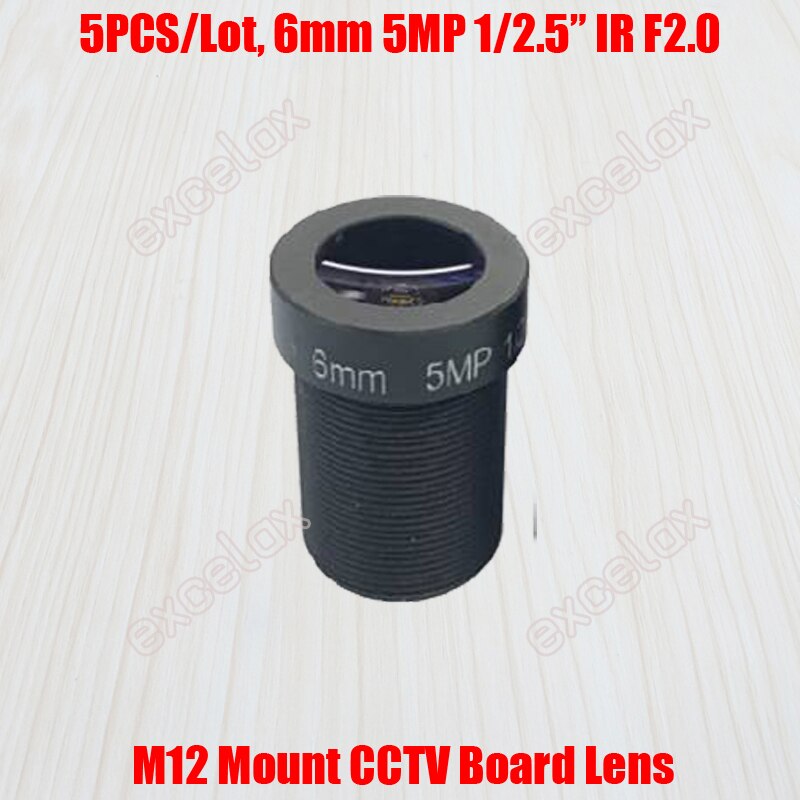 5 stks/partij 5MP 1/2. 5 "6mm F2.0 Vaste Iris IR MTV M12 Mount CCTV Board Lens voor 1080P 2MP 3MP 4MP 5 Megapixel Analoge IP Camera