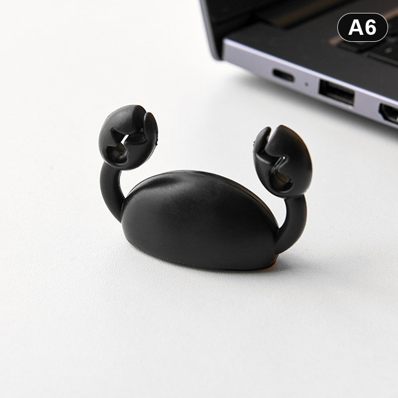 Cute Crab Cable Organizer Clip Data Cable Stand Mobile Phone Charging Cable Organizers Fixer Desk Self-Adhesive Wire Tidy Holder: Yellow