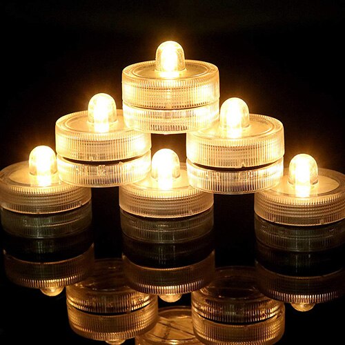 Photophore LED étanche, Simulation de bougie, Submersible, décor de fête de mariage, noël, 12 pièces/lot: blanc chaud / Plum shape
