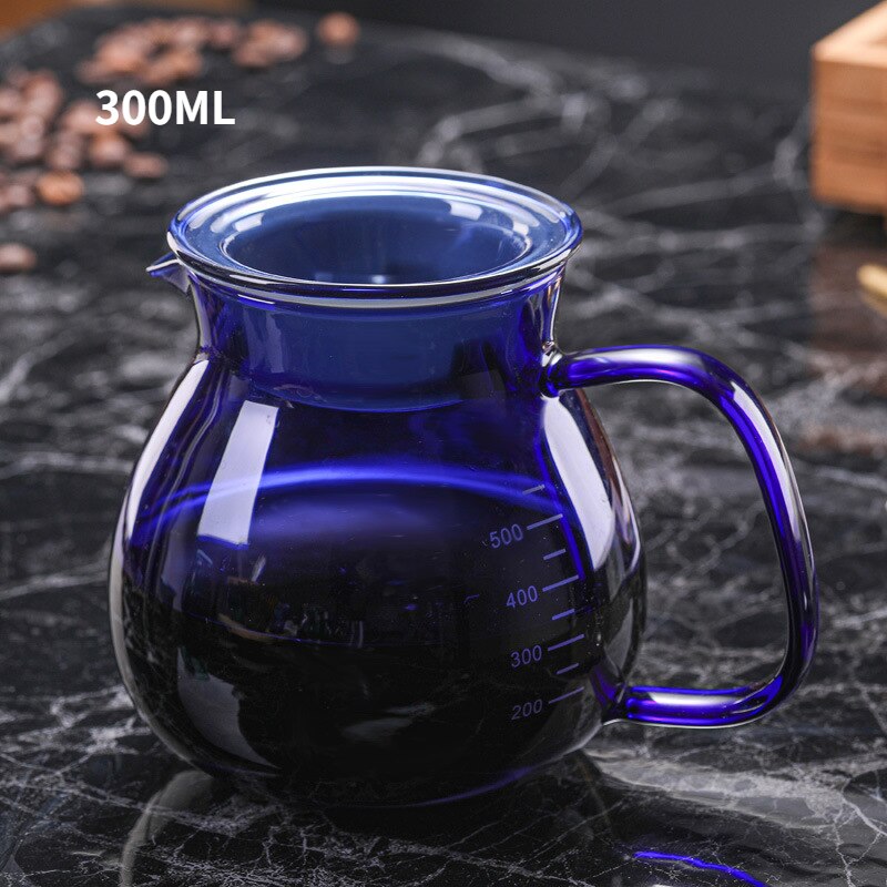 300/500ml Color Reusable Glass Coffee Pot High Temperature Resistant Glass Coffee Pot Sharing Pot Coffee Percolators Coffeeware: Blue 300ML