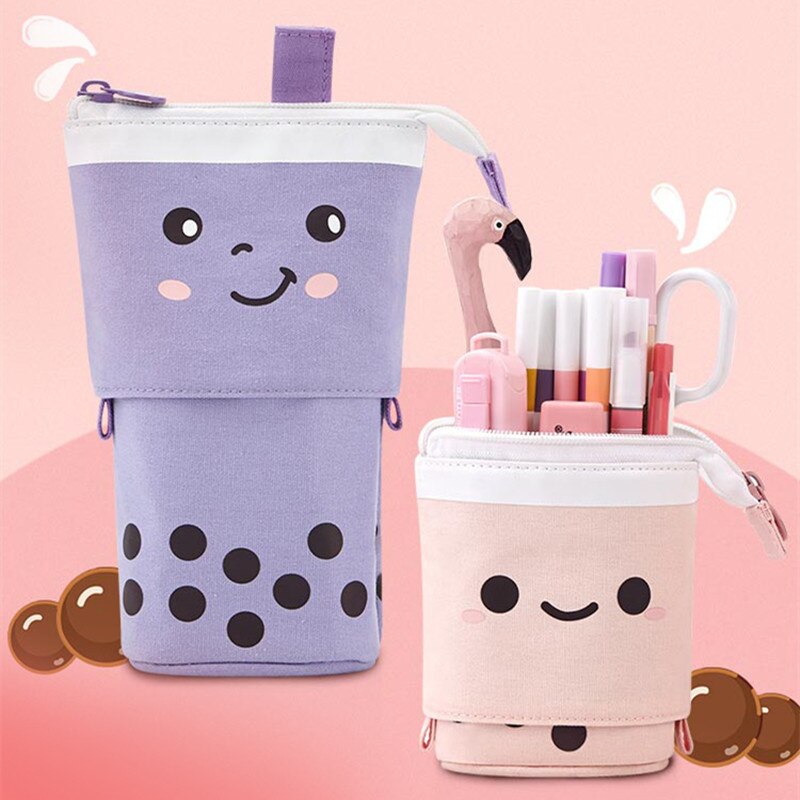 Estuche retráctil para lápices, bolsa de almacenamiento de papelería escolar, estuche Kawaii de punta ondulada, bonito portalápices, para niños, bolsas para bolígrafos