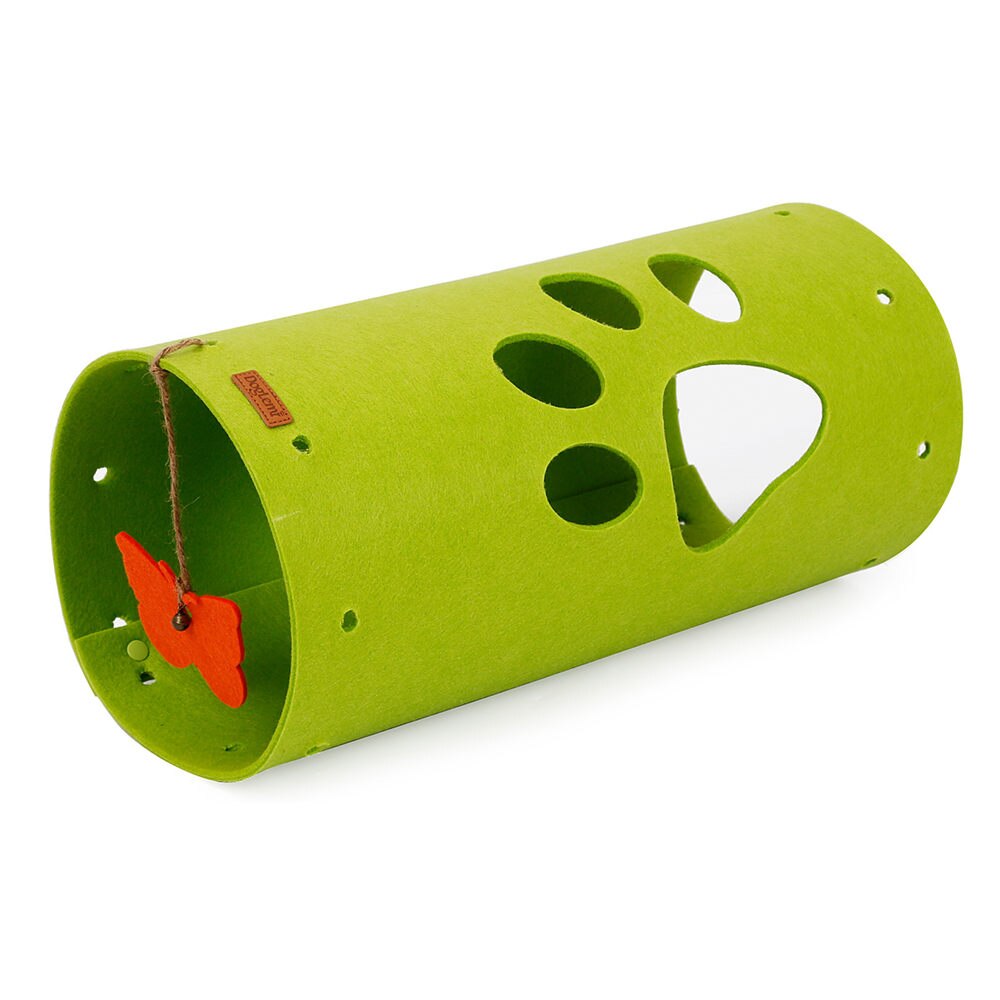 Pet cat tunnel legetøj lang 45cm udendørs katte træning legetøj diy søm til katte katten interaktiv foldabe tunnel rør pet legetøj: Grøn