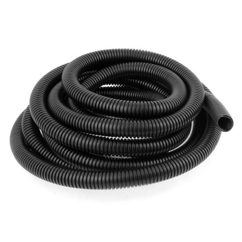 7M Long 10mm Diameter Plastic Corrugated Tube Electric Conduit Pipe Black