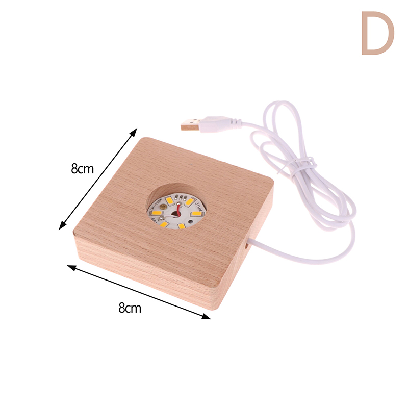 5/6/7/8/9/10cm led-lampe i heltre, firkantet nattlys, usb-lampeholder, gjør-det-selv-lysholder, skrivebordspynt, dekorativ lampefot