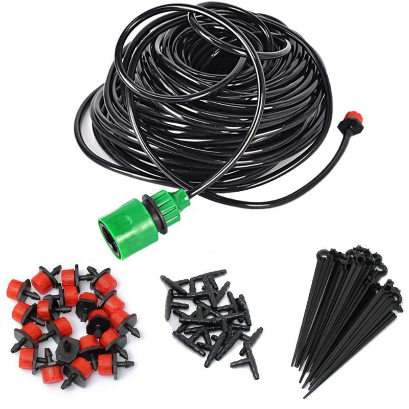 1 Set 5M-25M DIY Micro Drip Irrigation System Plant Automatic Self Watering Garden Hose Kits with Connector Adjustable Dripper