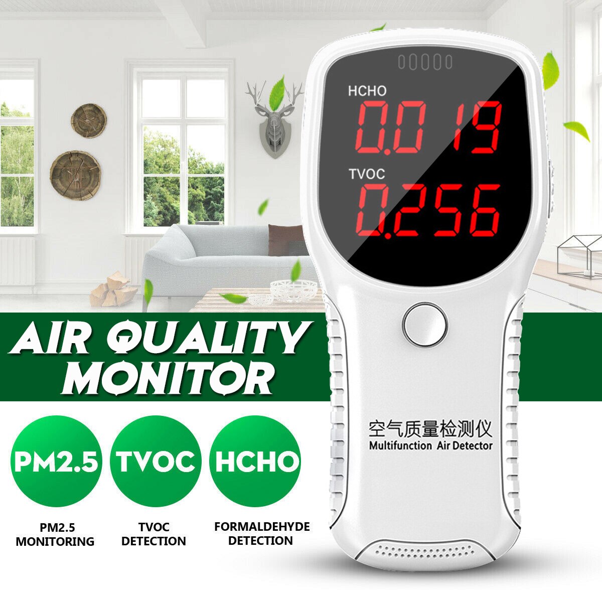 Portaportable Lcd Digitale Monitor Luchtkwaliteit Monitor Hcho Tvoc PM2.5 PM10 Formaldehyde Detector Tester Thuis Test