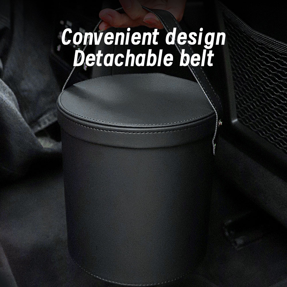 Car Trash Can Organizer Garbage Storage Car Waste Basket Portable Waterproof Round With Lid Automotive Supplies Large Capacity