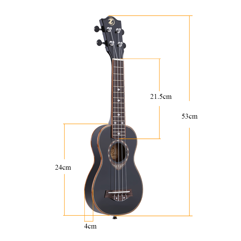 21" Soprano Ukulele 4 Strings Spruce Ukulele Ultrathin Special Black Color