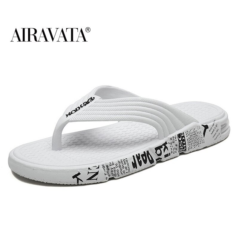 Chinelos masculinos de borracha, chinelos estilo simples, respiráveis, secagem rápida, praia, sapatos casuais para casa: Branco / 43