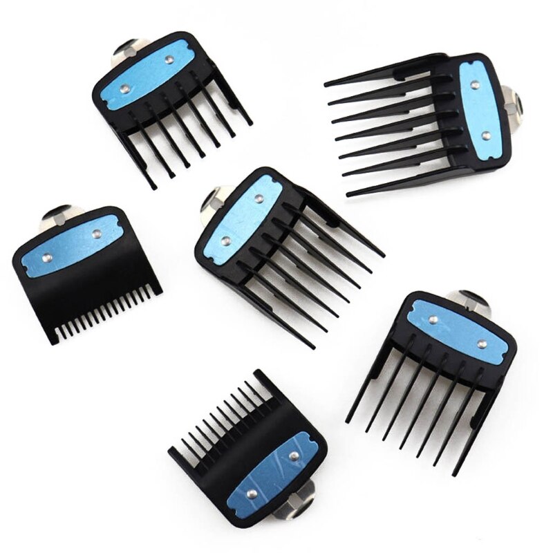 Conjunto de Peine guía para barbería, 6 uds., accesorio para Maquinilla de peluquería, limitador de corte de pelo: Black