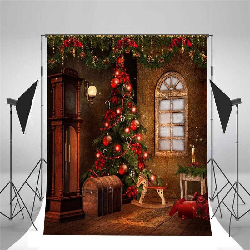 5ft*7ft/3ft*5ft Christmas Tree Backdrops Decorative Photography Background Party Props