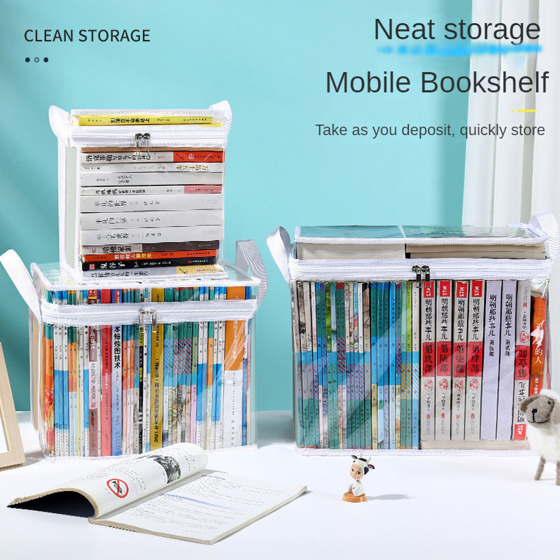 Contenitore per l'organizzazione dei libri, dormitorio per studenti, pieghevole, portatile, trasparente, per uso domestico, di grande capacità, per libri di testo