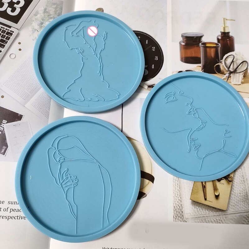 Diy Crystal Epoxy Silicone Mold Human Body Table Decorative Mirror Surface Silicone Mold Resin Coaster Placemat 16FF