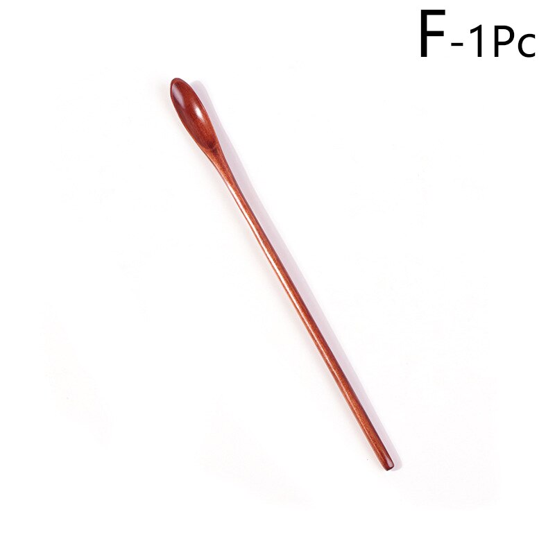 1 Pcs Natural Long Handle Wooden Mixing Spoons Coffee Tea Spoon Honey Stirring Spoon Wooden Spoon with Thin Handle: F