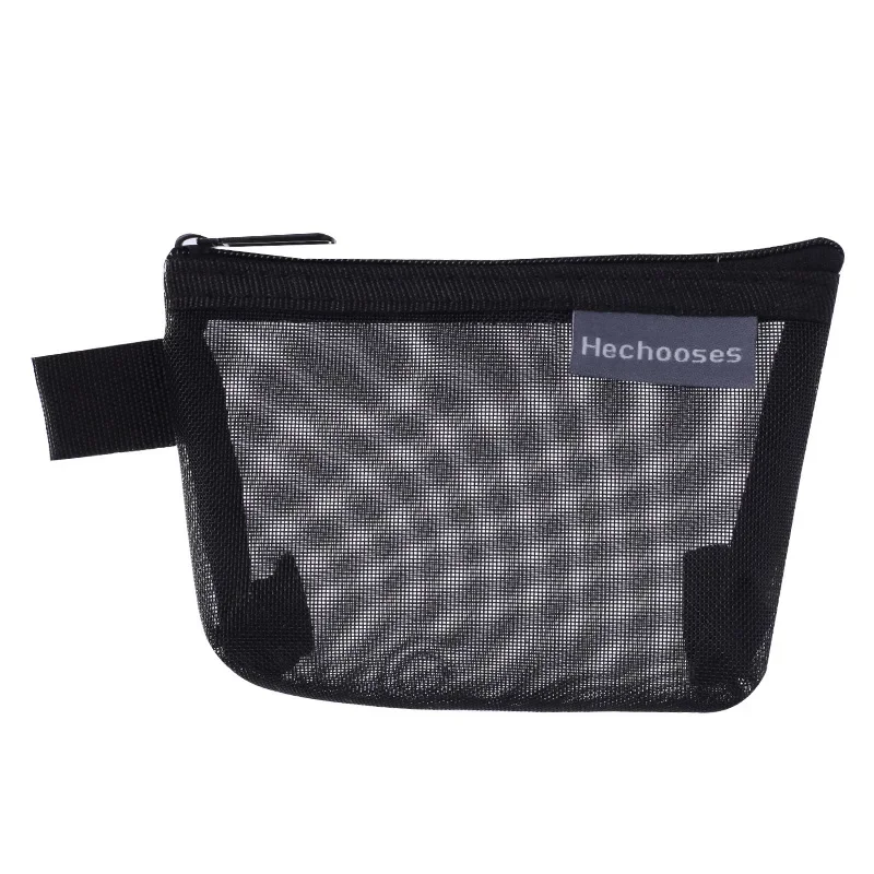 Mini Clear Nylon Mesh Cosmetic Bags Cute Women Small Lipstick Makeup Bags Pouch Data Line Key Earphone Organizer Case: Ivory