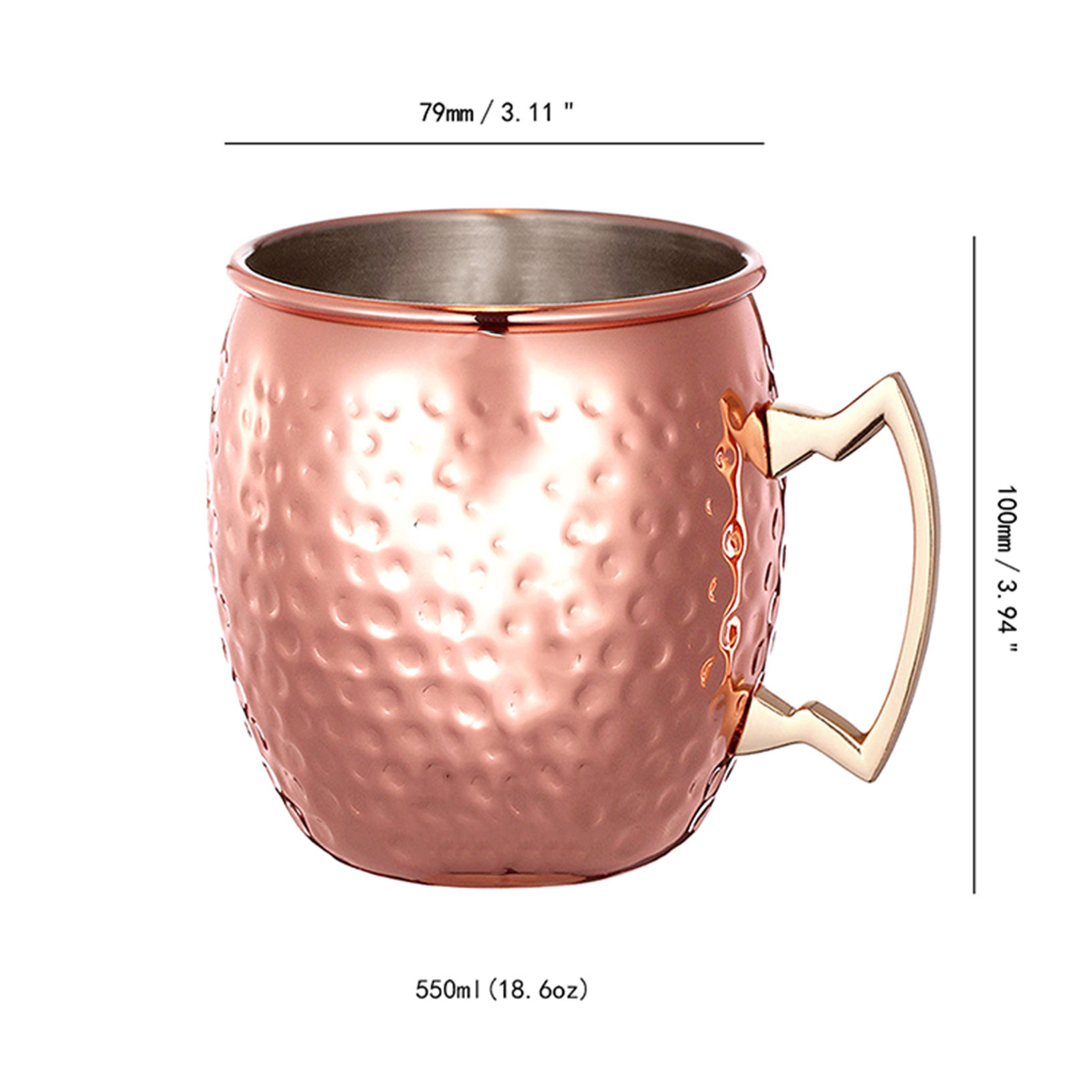 Drikke cocktail ølkopp 550ml/18 oz rustfritt stål kopp kopp messing stål krus moskva mule krus kopp hamret kopper kopp
