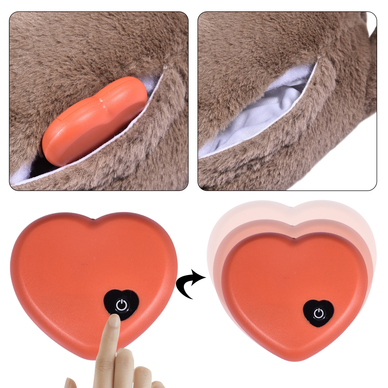 Dog Plush Toy Heartbeat Comfort Toy Accompany Sleeping Cat Toy Heart Beat Soothing Plush Doll Sleep For Smart Dogs Cats Pet Toys