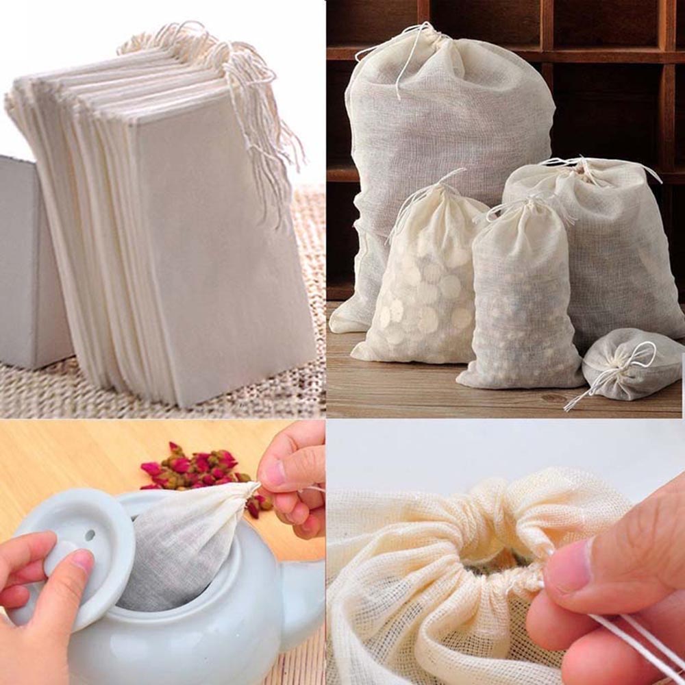 1pc store muslin-snøre genanvendelige opbevaringsposer til sæbeurter te krydderi kaffesæber husholdningsartikler 25*20cm holdbare