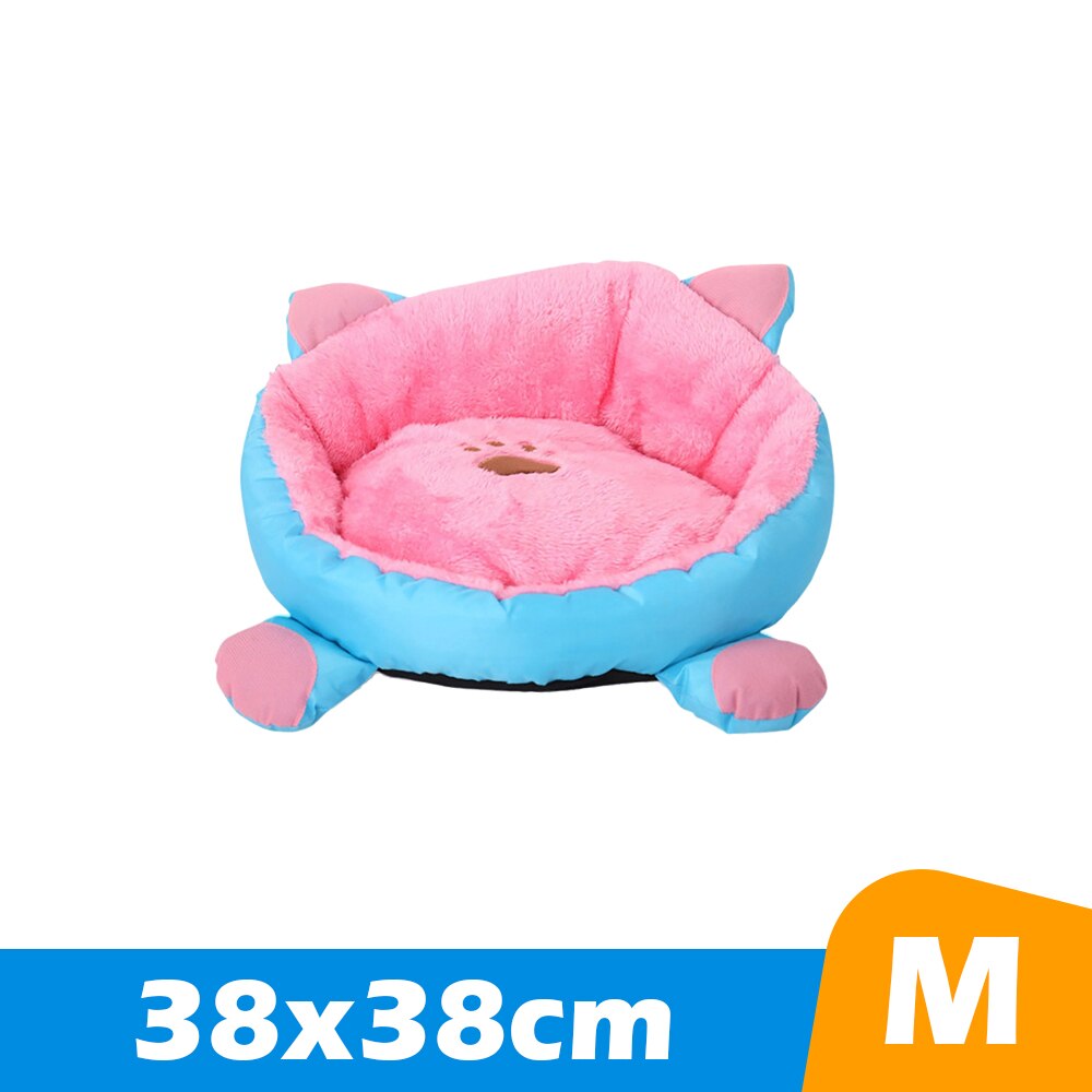 Zachte Kat Bed Voor Katten Katoen Leuke Kat Bedden Huis Kitten Huisdier Product Pet Bed Voor Katten Bedden Sofa Mand huis Kat Accessoires: Pink Blue M