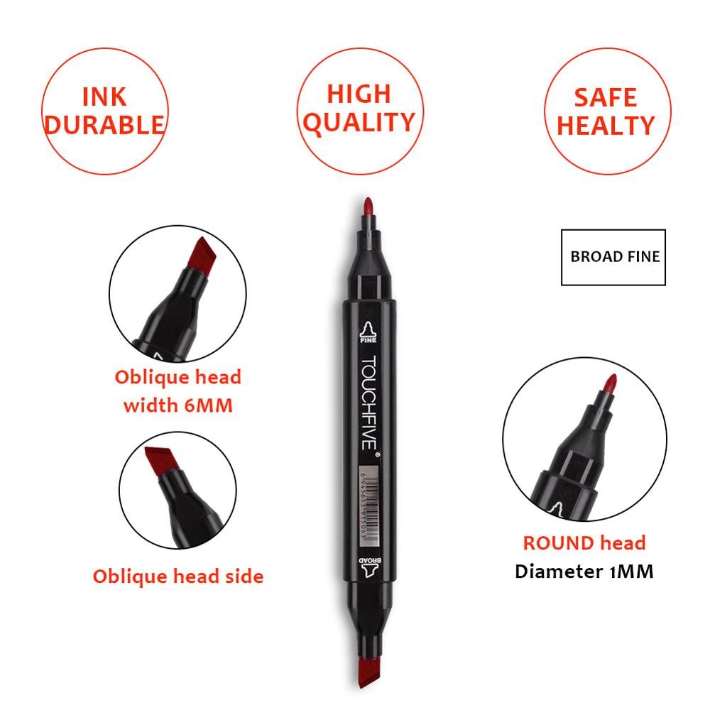 TouchFive 12/24/36/48/80/168 Couleurs Noir Corps Dessin Marqueur Stylos Alcool Double Dirigé Conseils pour Manga dessin Marqueur