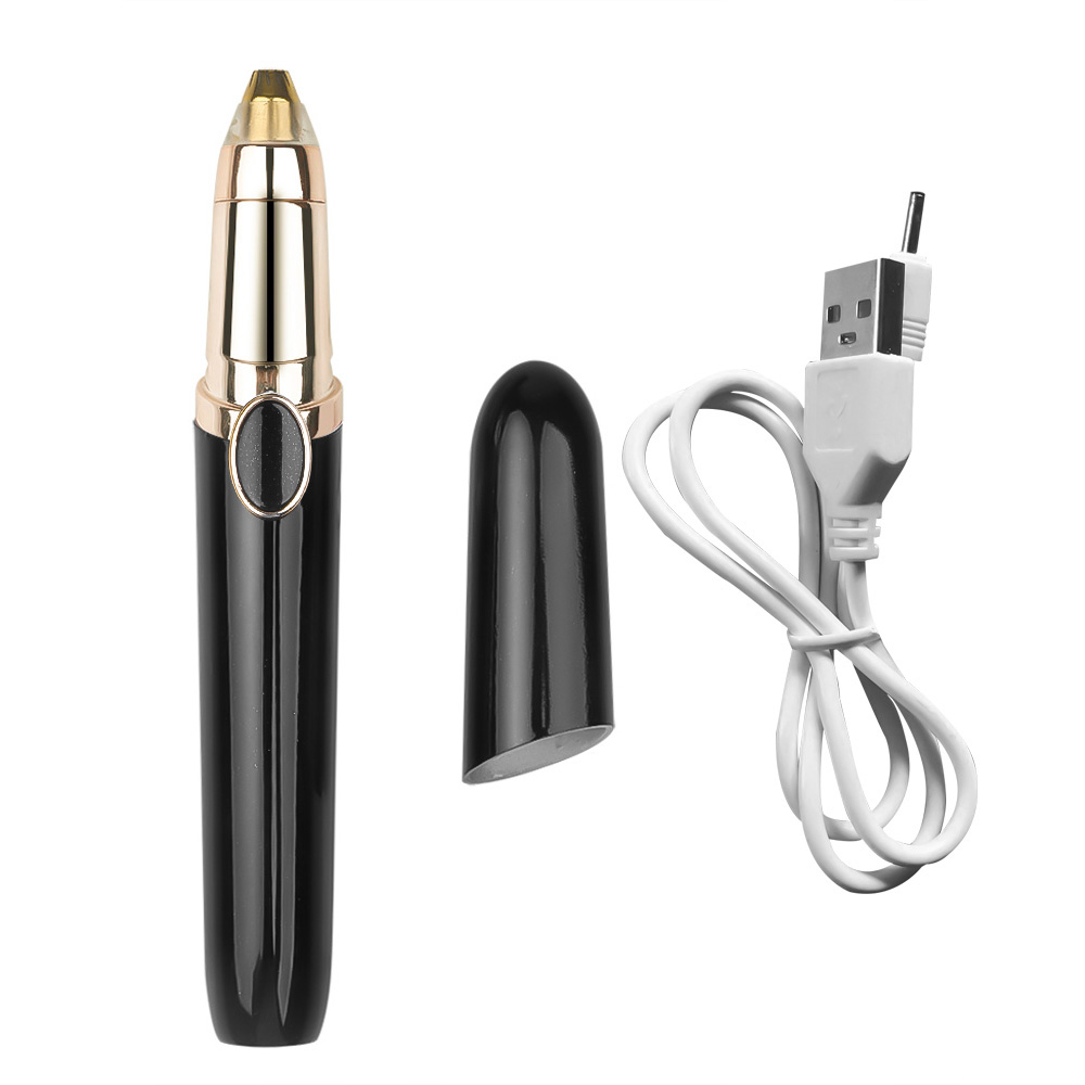 Elektrische Wenkbrauw Trimmer Vrouwen Mini Scheerapparaat Instant Pijnloos Gezicht Wenkbrauwen Hair Remover Epilator Draagbare Scheermessen # Re-68: BlackBattery