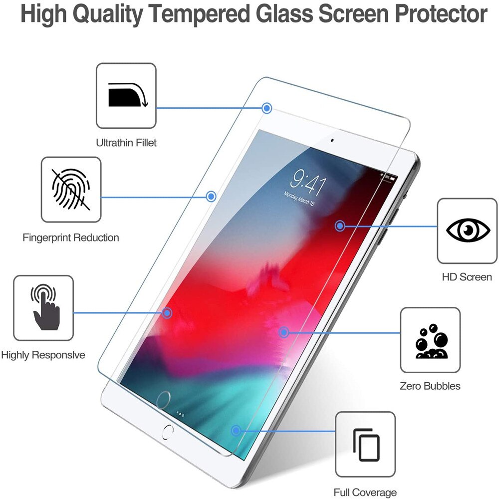9H szkło hartowane dla ipada Mini 2 3 4 5 Pro 11 10.5 10.2 2019 2020 ekran Protector 2017 2018 9.7 Air 1 2 Tablet folia ochronna