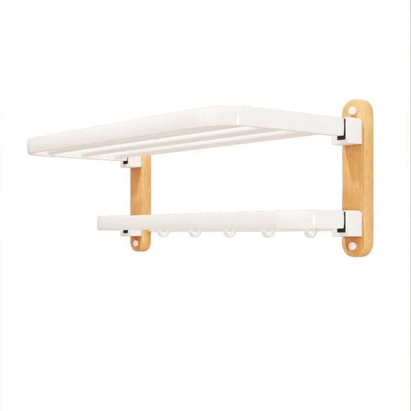 Badezimmer-Handtuchhalter aus Holz, Badregal-einstellen, Dusch-Organizer-Regal, Zauberstab-Badewannenregal aus Holz, Eckregal für Waschraum, Haartrocknerhalter