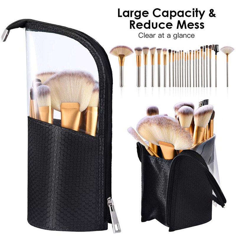 Makeup Brush Bag Travel Toiletry Case Zipper Beauty Case Pouch Organizer Holder Dustproof for Women and Girls