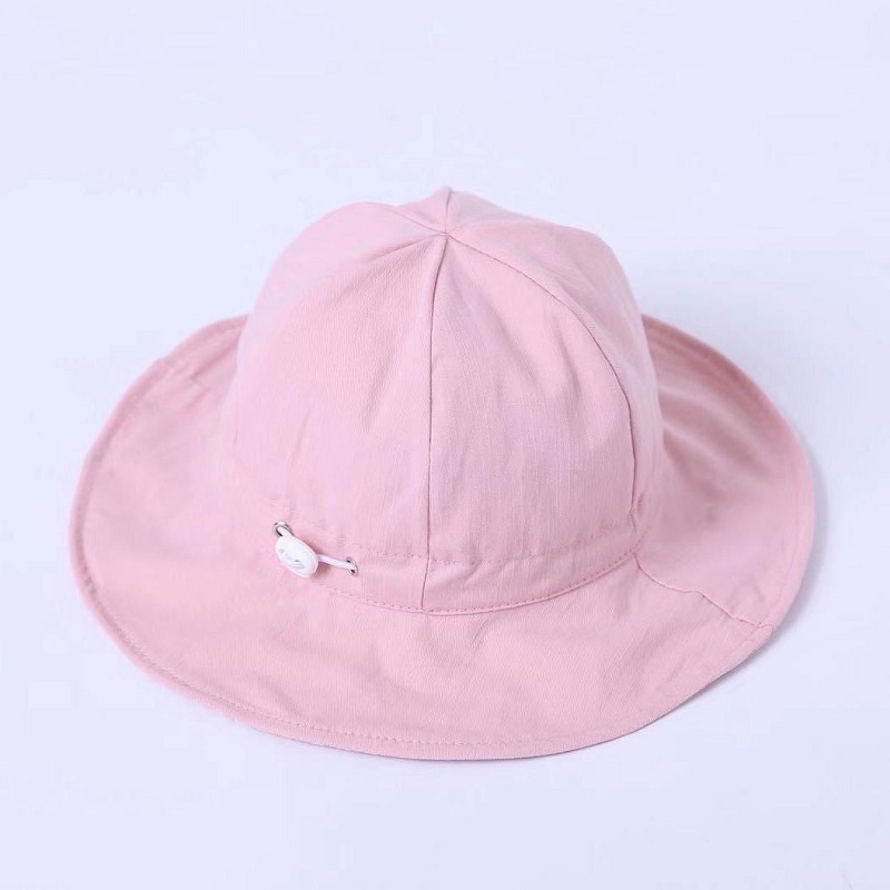 Sombrero de cubo amarillo para niños y niñas, gorro de playa Reversible de algodón, de ala ancha, de cumpleaños, H096D: Pink