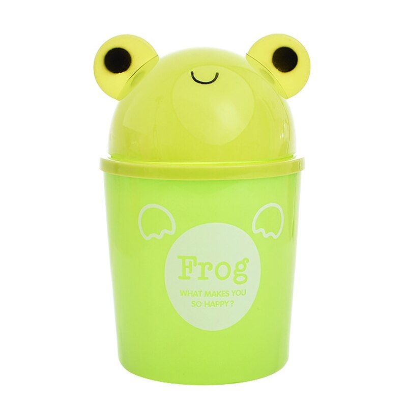 1pc Multifunction Waste Bin Desktop Trash Bin Trash Can Storage Bucket Car Toilet Waste Storage Box Organizer Trash Can: Green frog