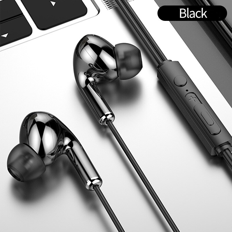 ¡Novedad! EARDECO auriculares con cable de cuatro núcleos de 3,5mm, auriculares estéreo para teléfono, auriculares con bajos, Auriculares deportivos, auriculares con cable, auriculares con micrófono y música: black