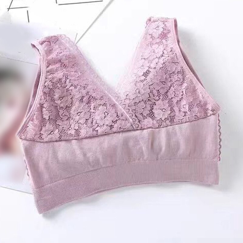 Sømløst undertøy dyp v-hals bralette sommer blonder trådløse bher dameundertøy myke aktive bh'er med stor stropp