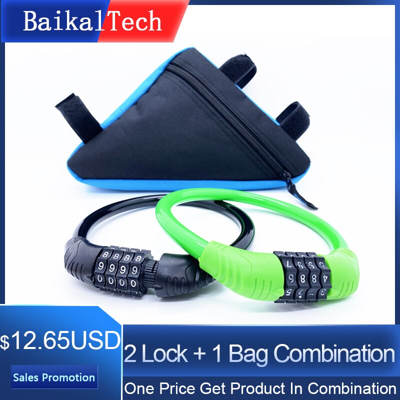 Wheelchair Lock Electric Electronic Mountain Road Bike Bicycle Combination Cable Password Lock with Bicycle Triangle Bag