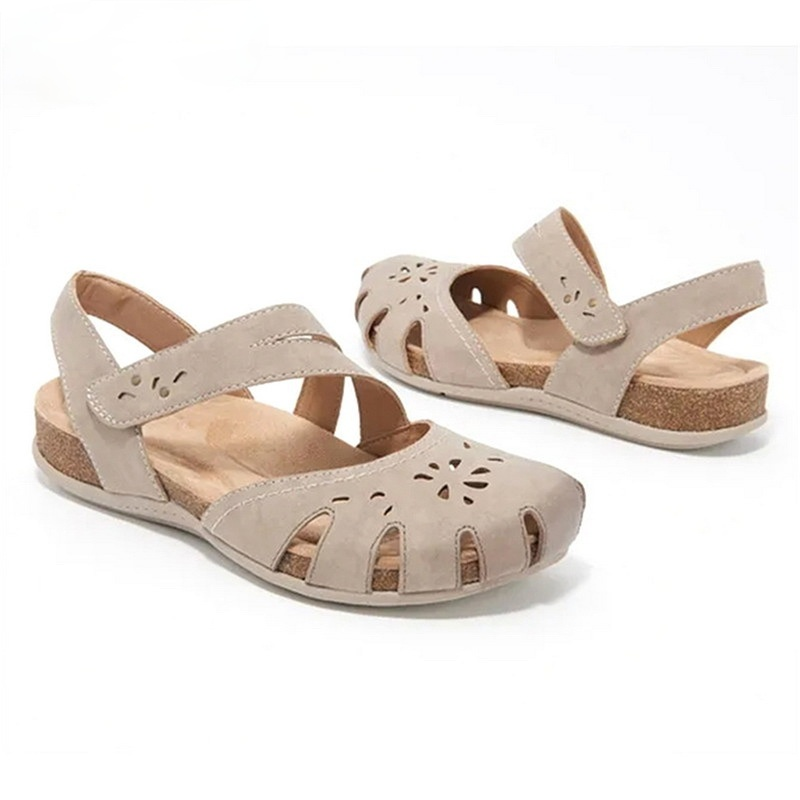 Summer Women Orthopedic Open Toe Sandals Vintage Anti-slip Breathable Leather Casual Female Platform Retro Shoes