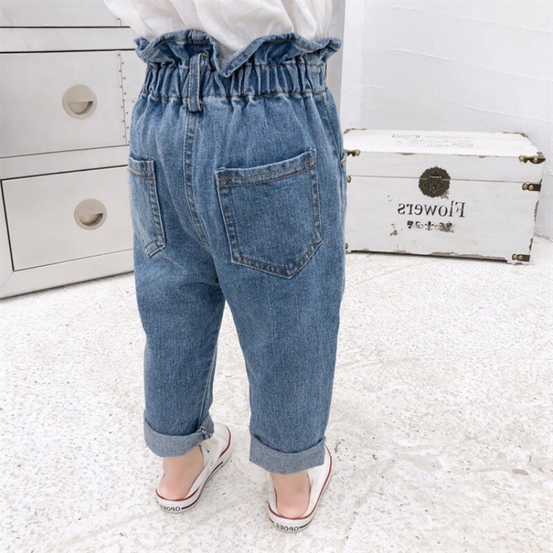 Cute 2-8Y Children Toddler Girls Casual Elastic Waist Jeans Denim Pants Summer Spring Bottoms Trousers Baggy jeans harem pants