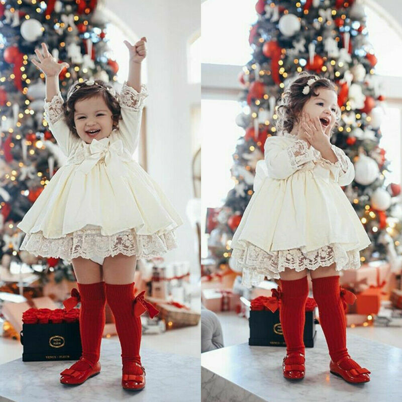 1-6T Chirtmas Kleding Peuter Kid Clotehs Baby Meisje Kleding Prinses Jurk Lace Tulle Party Pageant Jurk Kerst jurken
