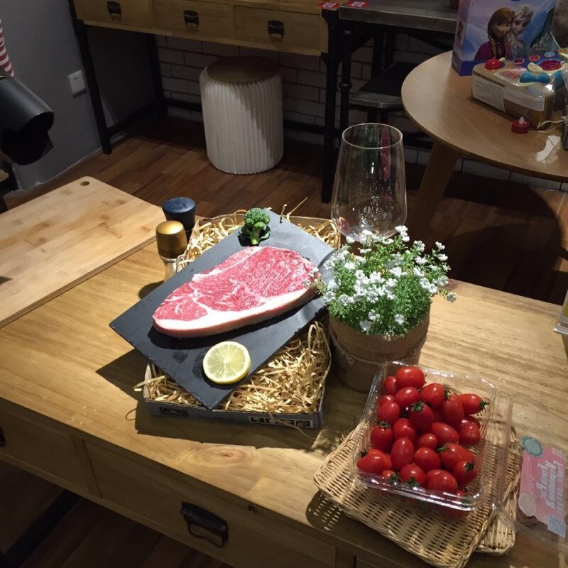 Western Natural Slate Dishes Solid Square Stone Sushi Steak Barbecue Plate Cheese Pizza Flat Fruit Plate Food Tea Tray