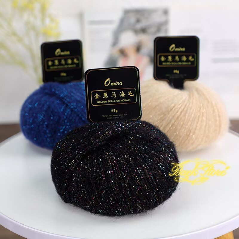 1pc 25g metalliskt mohairgarn för handstickning akryl virkgarn ull stickningstråd tröja halsduk mössa virktrådar stickning