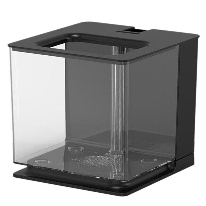 Betta Fish Tank Aquarium Fish Tank Easy to Change the Water Acrylic Plastic Self-Cleaning Small Fish Tank: Black