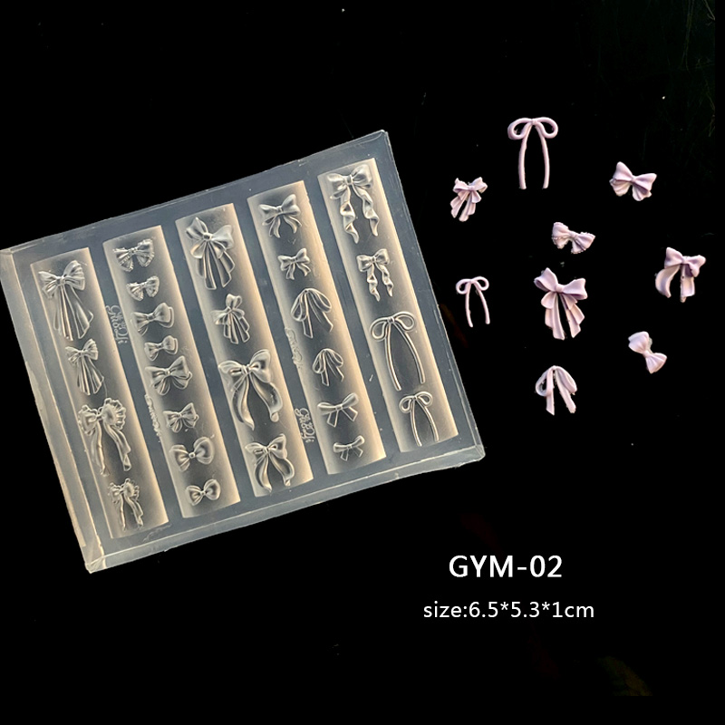 TSZS 1pc jupe mignonne dentelle sur les ongles silicone coeur arcs ruban 3D moule à ongles décorations d'art d'ongle Silicone beurre produits pour ongles: GRIS