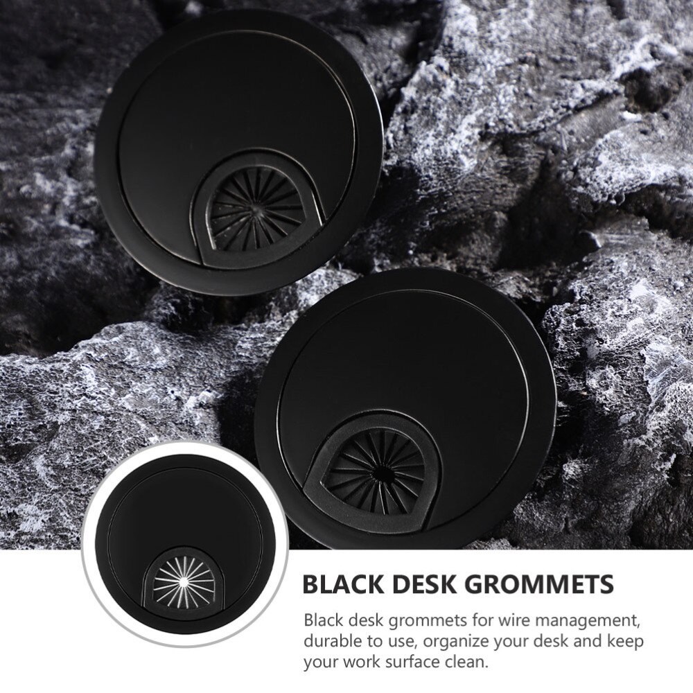 1pc Black Desk Cable Wire Grommet Cable Wire Hole Cover for Office Home