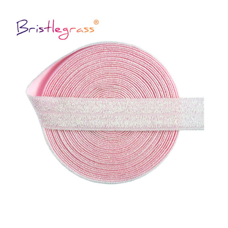 Bristlegrass Combo 5 Yard 5/8 &quot;15Mm Glitter Vouw Over Elastiek Foe Spandex Band Singels Tape Hair Tie Hoofdband jurk Naaien Trim