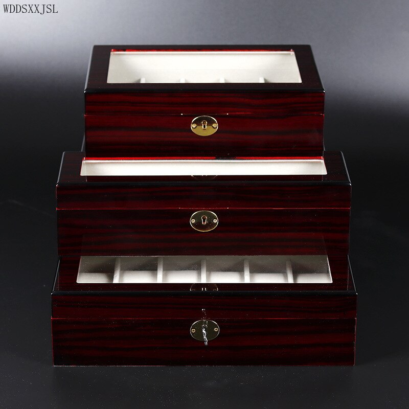 WDDSXXJSL Black ebony grain paint 10 digit rectangular watch box jewelry display storage box home decoration packaging box